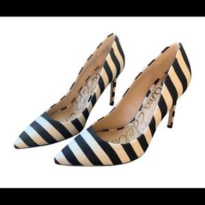Sam Edelman B&W Stripe Canvas Heels 8M